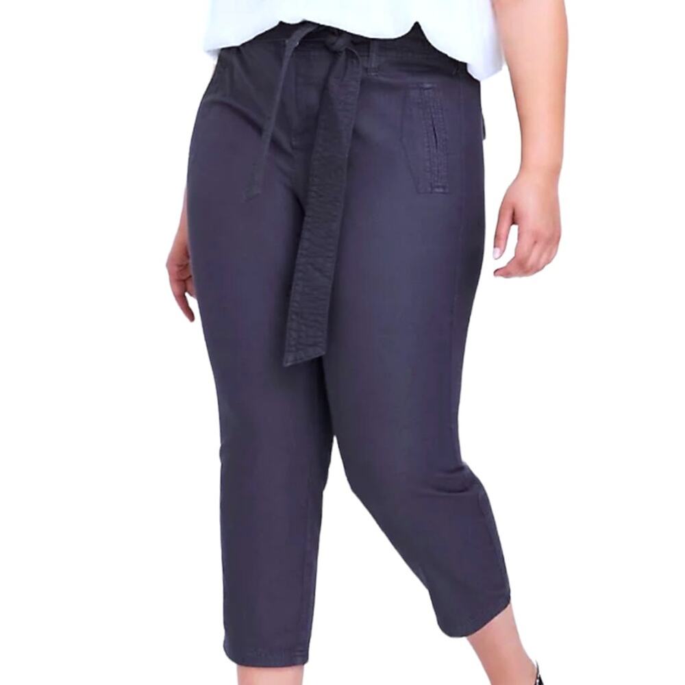 Torrid Crop Skinny Stretch Chambray  Mid-rise Tie-front Pants